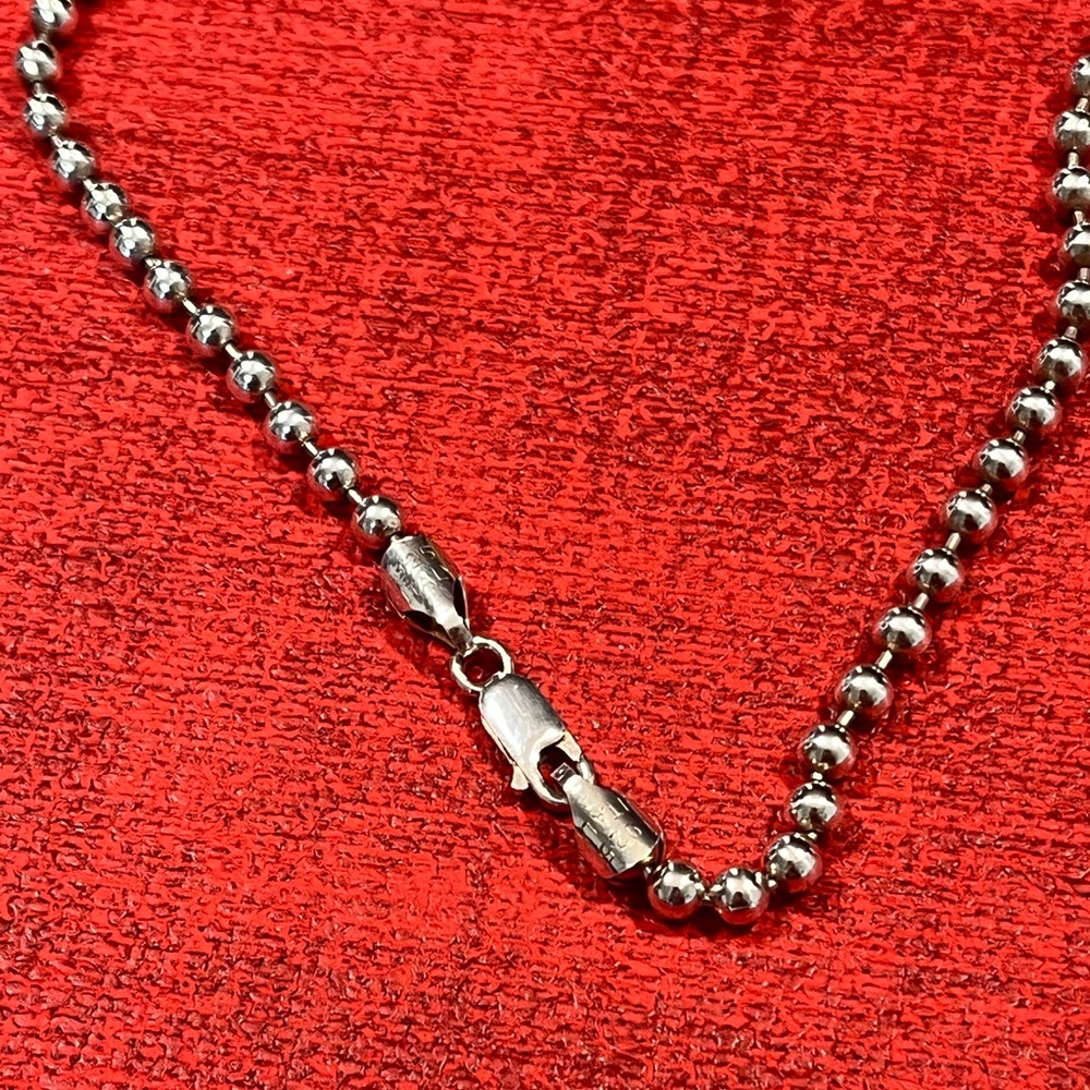 🔵PRE-LOVED AUTHENTIC STERLING SILVER SOLID BALL LINK CHAIN/CHOKER NECKLACE - Picture 12 of 13